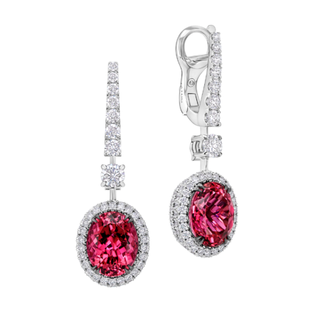 Серьги с турмалинами рубеллитами и бриллиантами, белое золото 1
