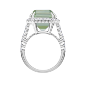 Кольцо с бериллом и бриллиантами, белое золото