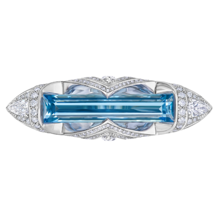 Подвес - брошь с аквамарином и бриллиантами, белое золото 1