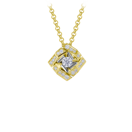 Колье с бриллиантами, желтое золото, нанокерамика 1