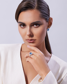 Кольцо с аквамаринами и бриллиантами, белое золото