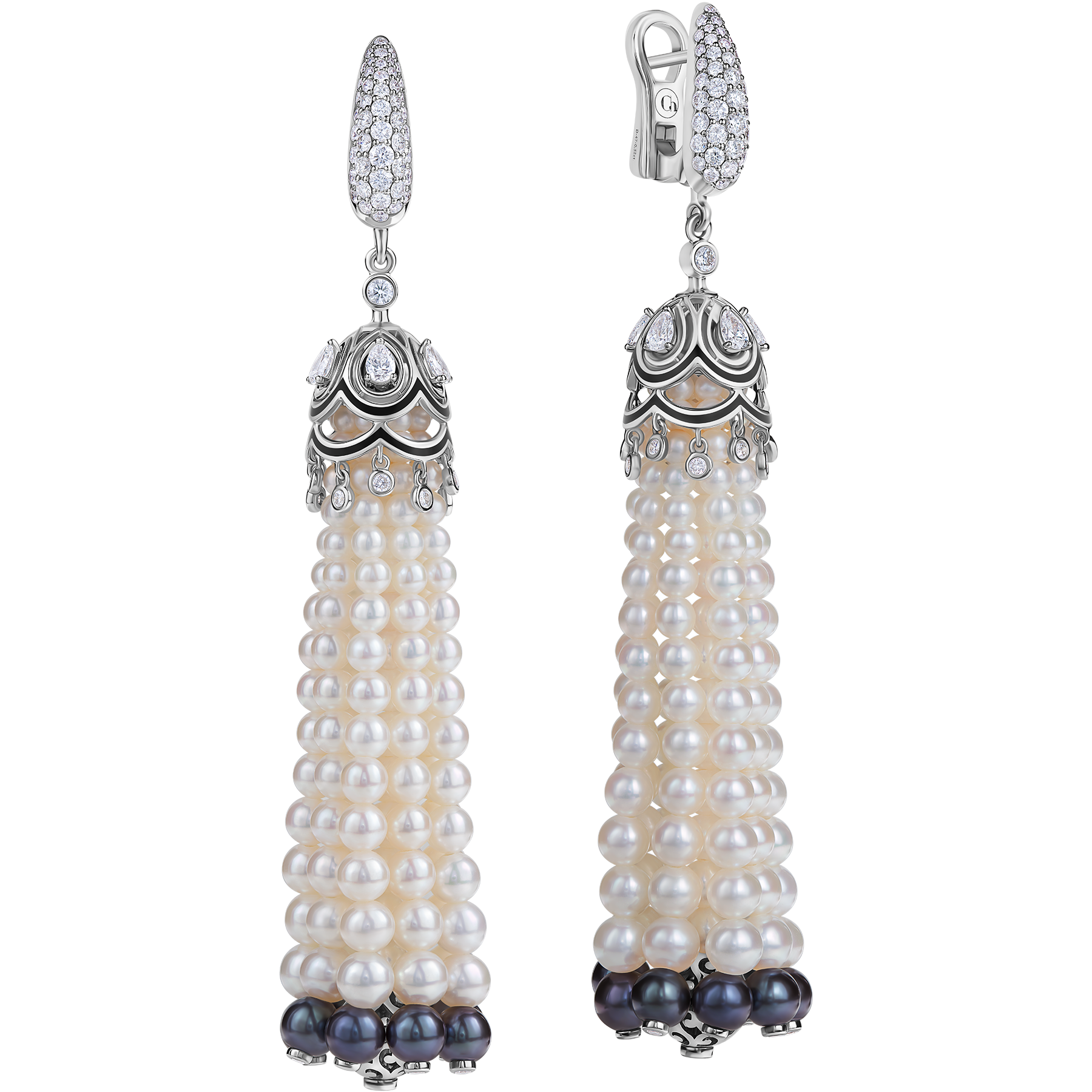 Серьги с жемчугом и бриллиантами, белое золото, н.керамика