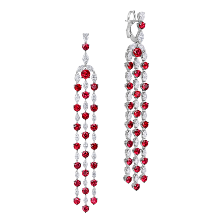 Серьги с рубинами и бриллиантами, белое золото 1