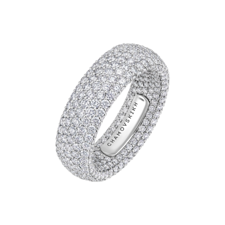 Обручальное кольцо с бриллиантами, белое золото 1