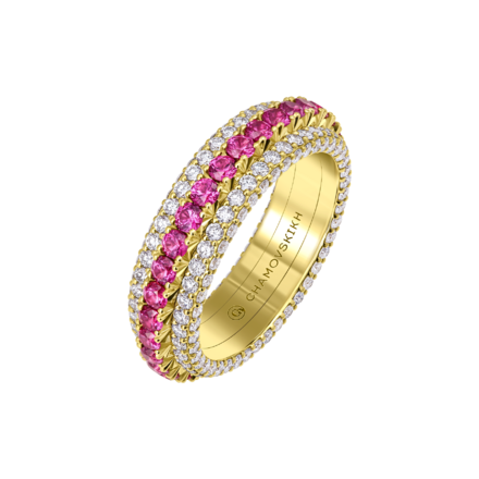 Кольцо с рубинами и бриллиантами, жёлтое золото 1