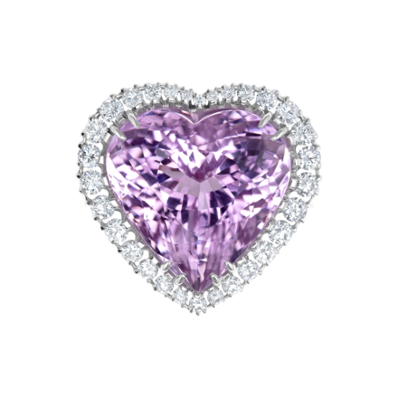 Кольцо с кунцитом и бриллиантами, белое золото 2