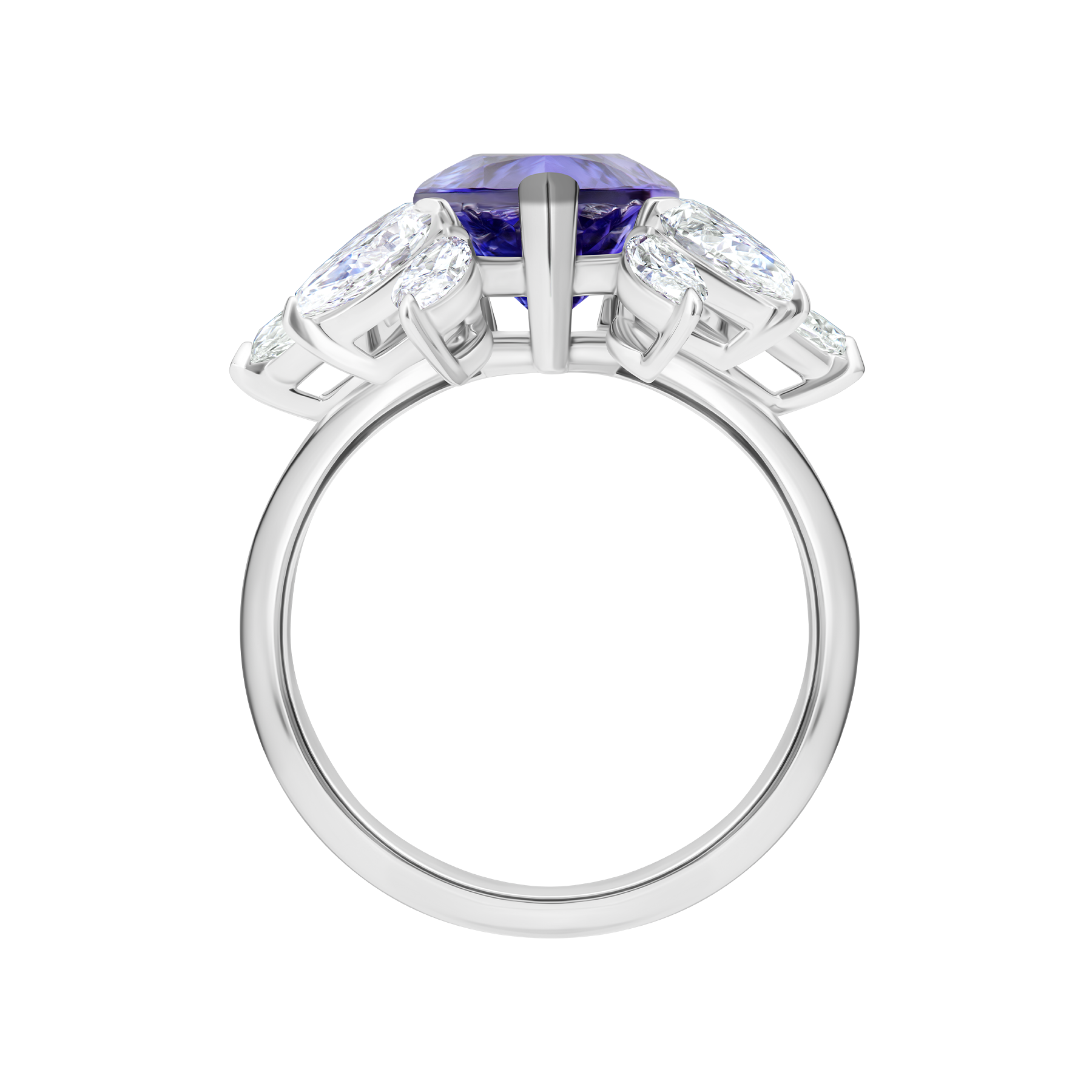 Кольцо с танзанитом и бриллиантами, белое золото